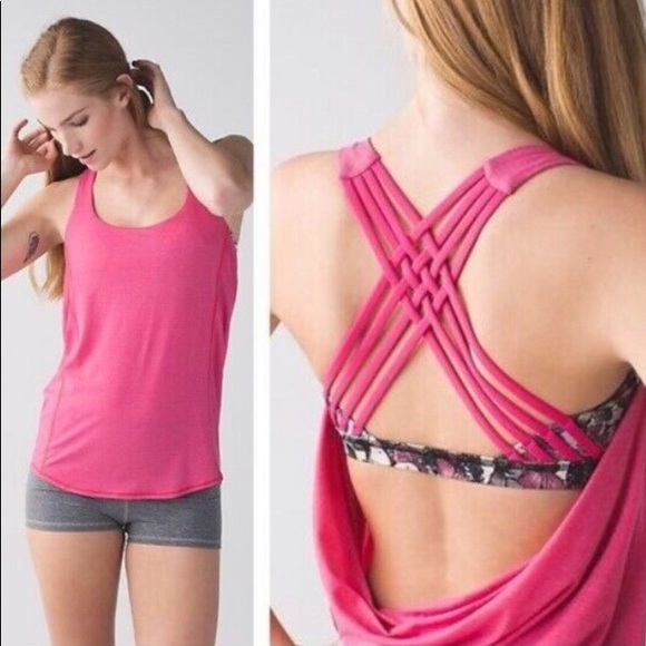 lululemon athletica Tops - Lululemon Wild Tank Heather Bon Bon Pink Butterfly